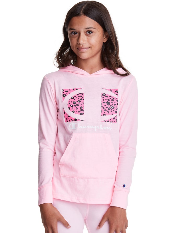 Champion Hoodie Meisjes - Roze - T-Shirt Leopard Knockout Logo ( 834920-MDK )